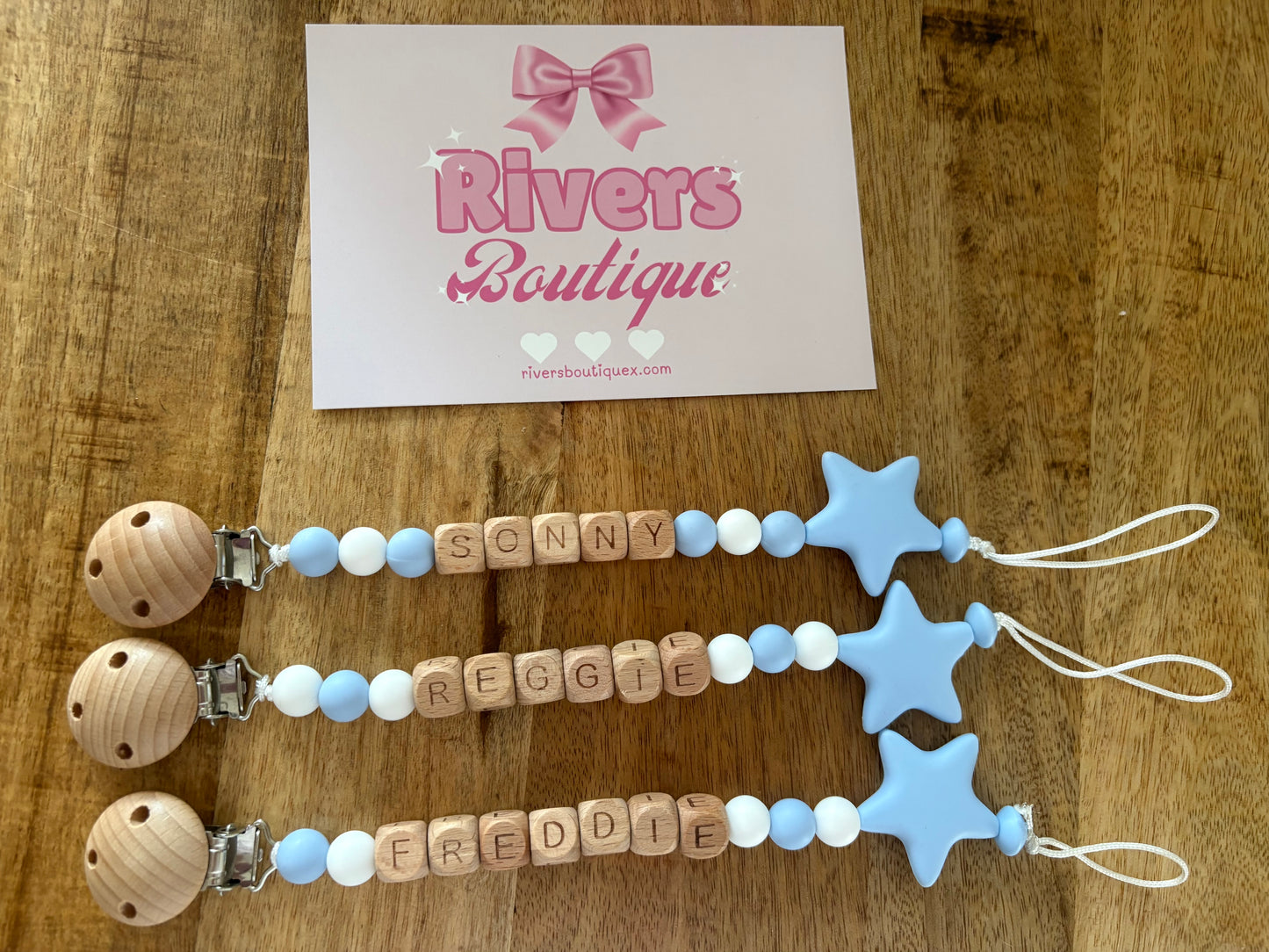 Personalised Dummy Clip Blue Silicone Star