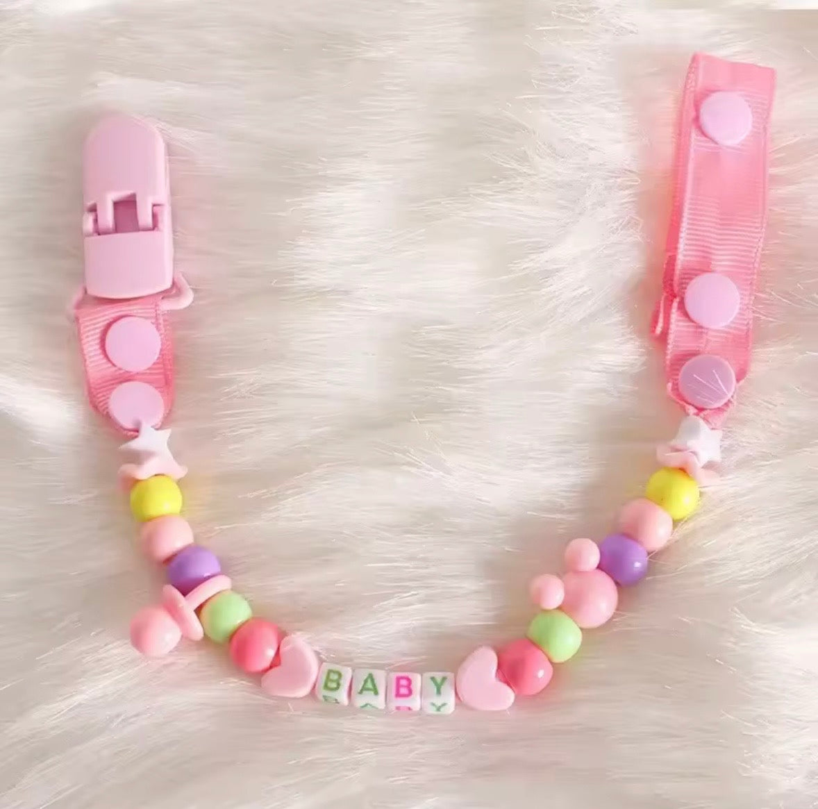 Pink Beaded Dummy Clip