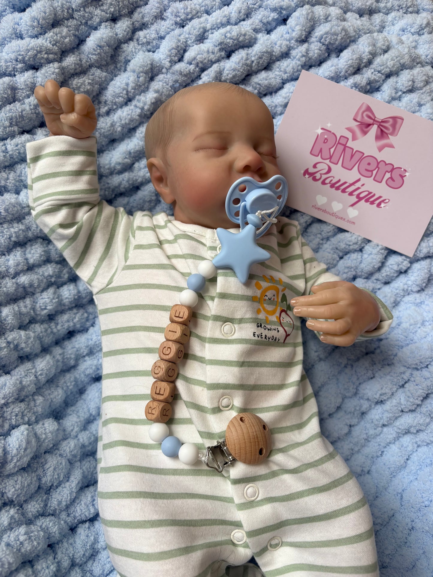 Personalised Dummy Clip Blue Silicone Star