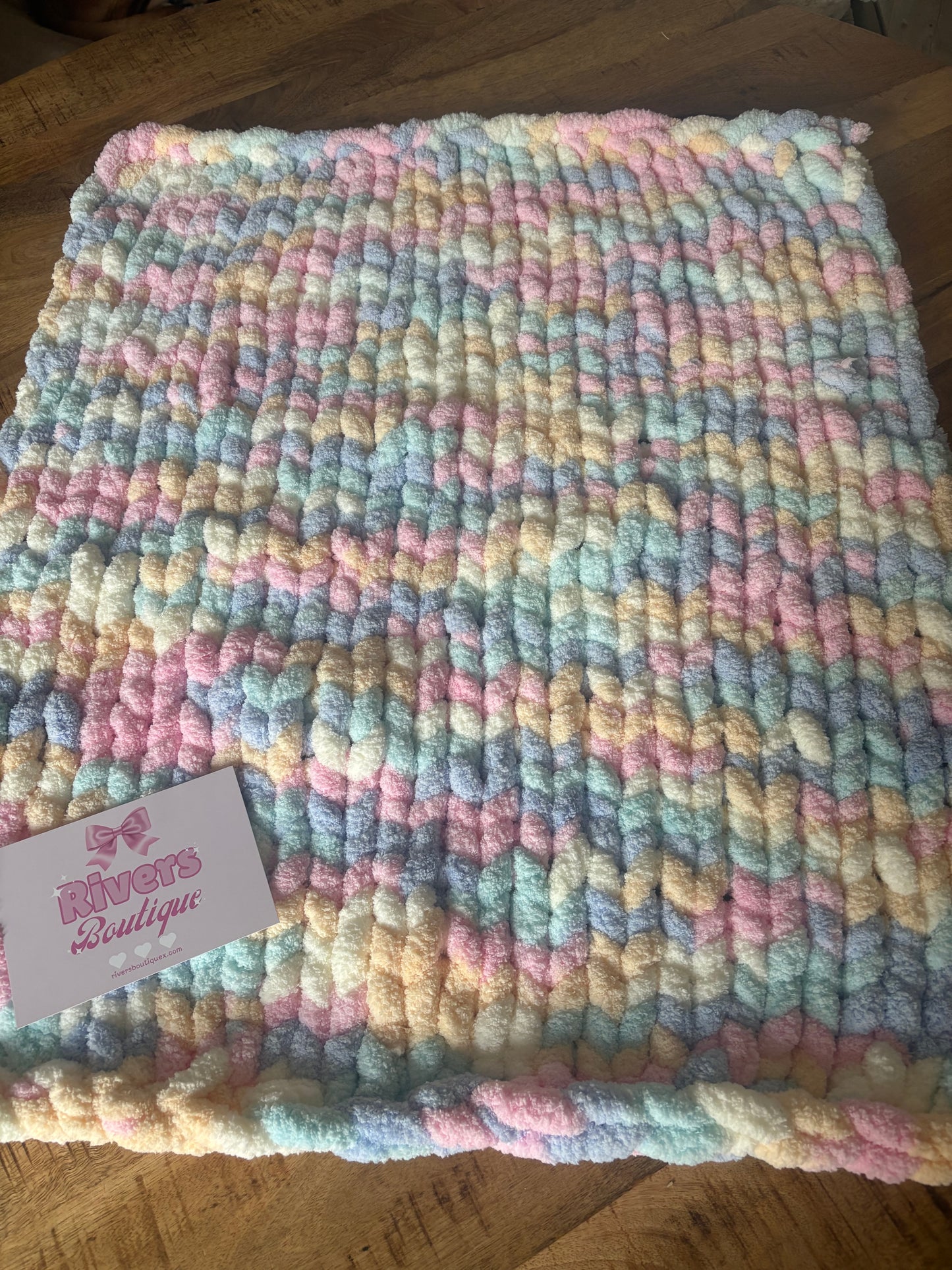 Chunky Handmade Chenille Baby Blanket Marshmellow