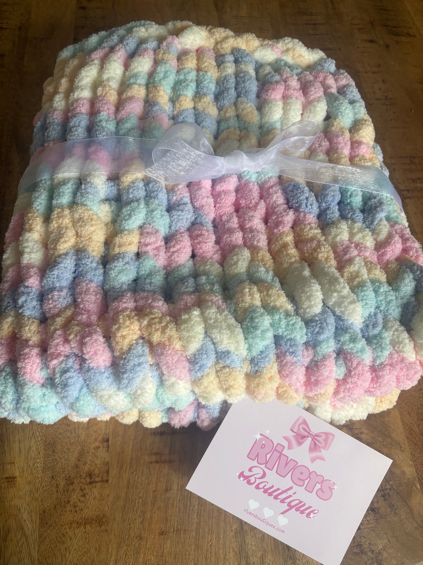 Chunky Handmade Chenille Baby Blanket Marshmellow