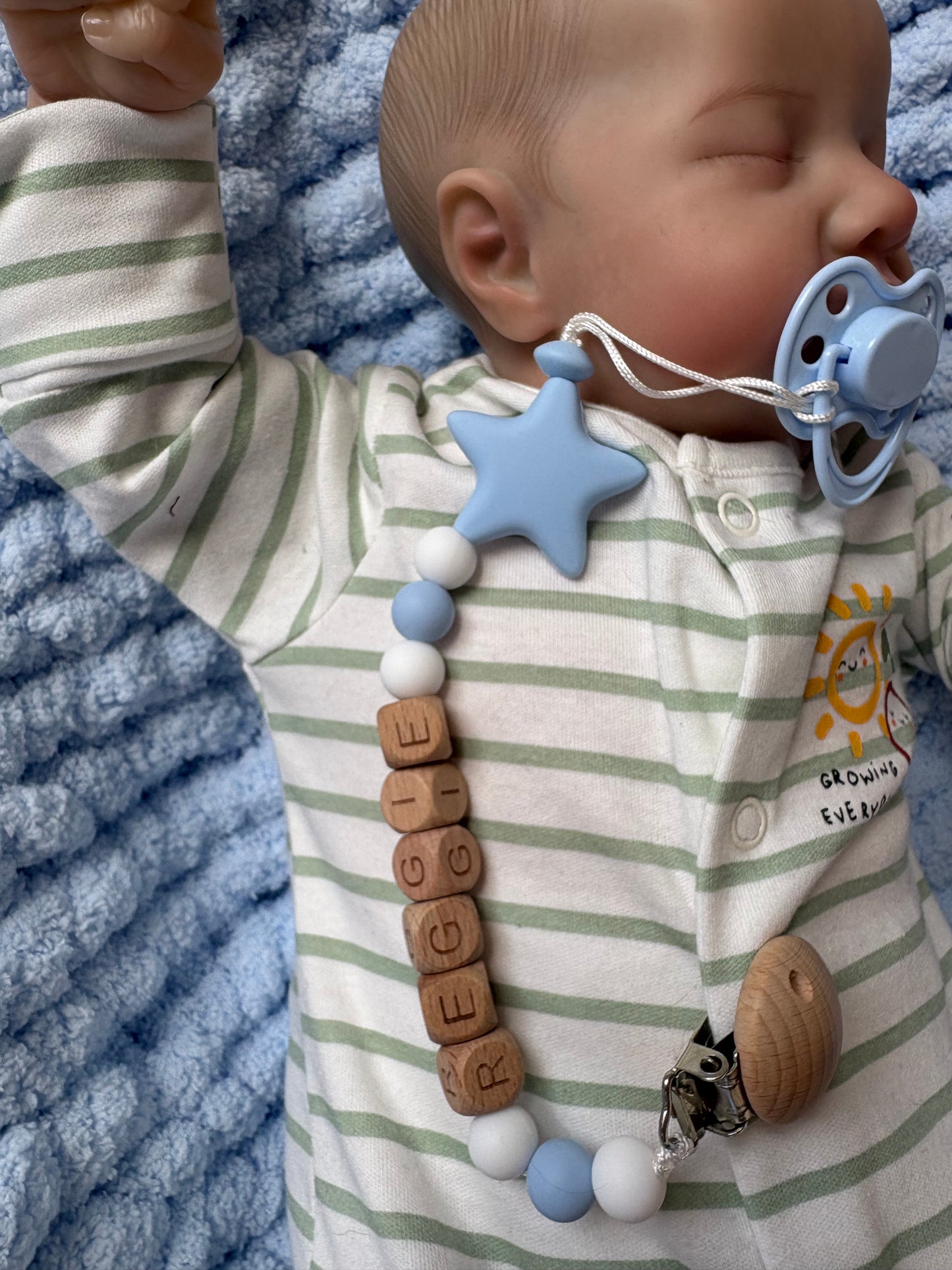 Personalised Dummy Clip Blue Silicone Star